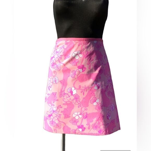 Lily Pulitzer Reversible Wrap Animal Print And Floral Skirt Size 6 - Picture 4 of 10